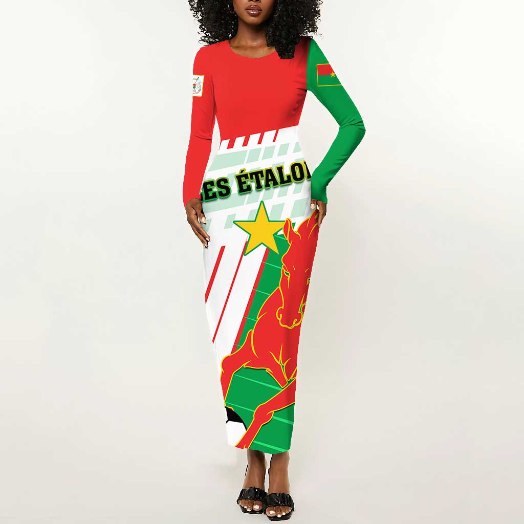 Support Les Etalons - Burkina Faso Football Long Sleeve Bodycon Dress