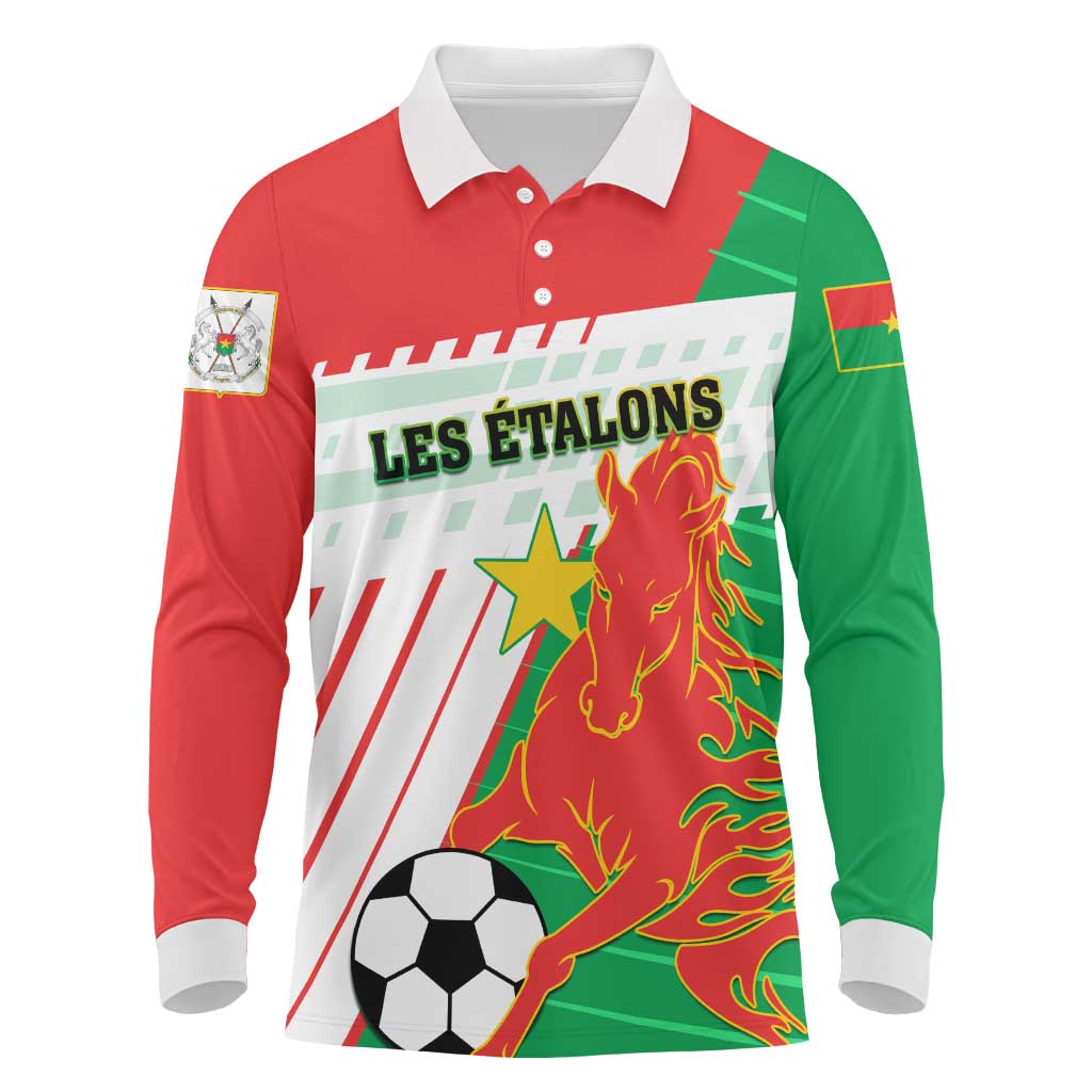 Support Les Etalons - Burkina Faso Football Long Sleeve Polo Shirt