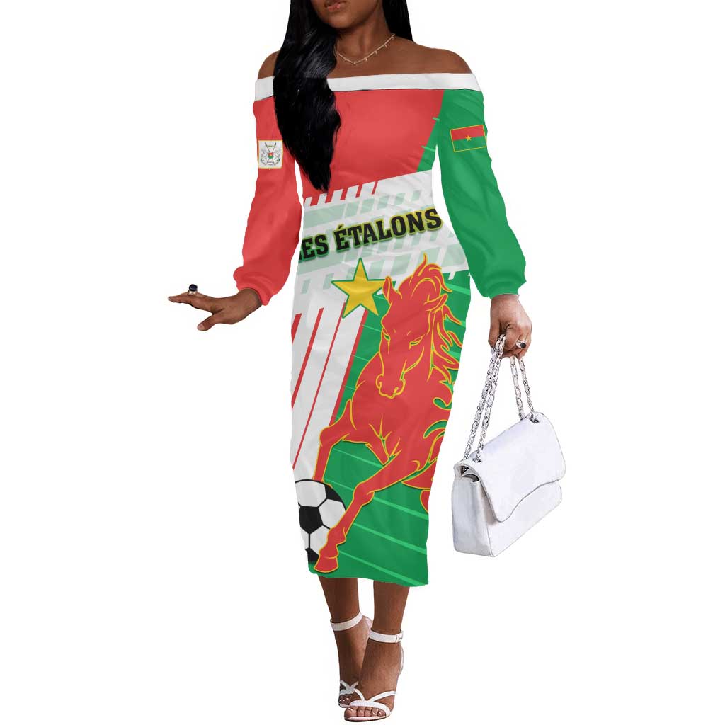 Support Les Etalons - Burkina Faso Football Off The Shoulder Long Sleeve Dress