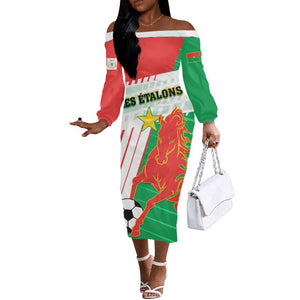 Support Les Etalons - Burkina Faso Football Off The Shoulder Long Sleeve Dress