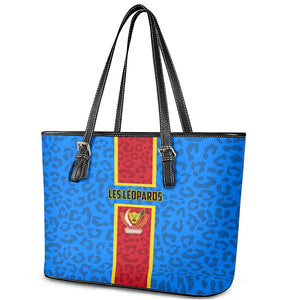 Support Les Leopards - DR Congo Football Leather Tote Bag