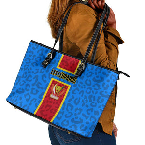 Support Les Leopards - DR Congo Football Leather Tote Bag