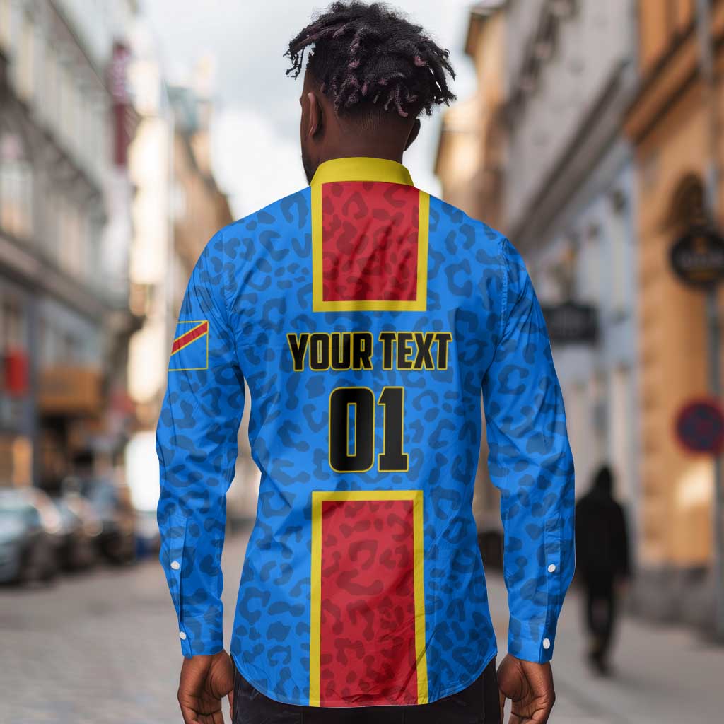 Support Les Leopards - DR Congo Football Long Sleeve Button Shirt
