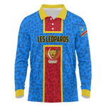 Support Les Leopards - DR Congo Football Long Sleeve Polo Shirt
