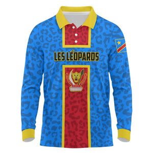 Support Les Leopards - DR Congo Football Long Sleeve Polo Shirt