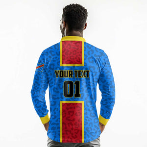 Support Les Leopards - DR Congo Football Long Sleeve Polo Shirt