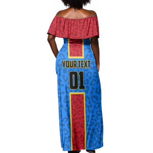 Support Les Leopards - DR Congo Football Off Shoulder Maxi Dress