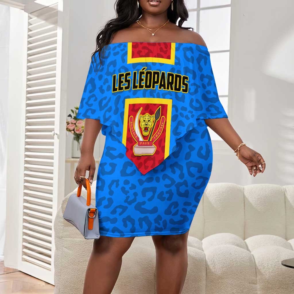 Support Les Leopards - DR Congo Football Off Shoulder Short Dress LT01