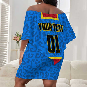 Support Les Leopards - DR Congo Football Off Shoulder Short Dress LT01