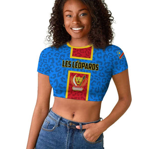 Support Les Leopards - DR Congo Football Raglan Cropped T shirt