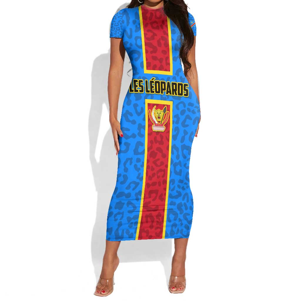 Support Les Leopards - DR Congo Football Short Sleeve Bodycon Dress