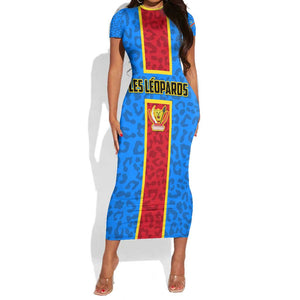 Support Les Leopards - DR Congo Football Short Sleeve Bodycon Dress LT01