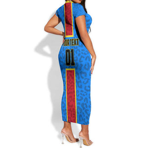 Support Les Leopards - DR Congo Football Short Sleeve Bodycon Dress LT01