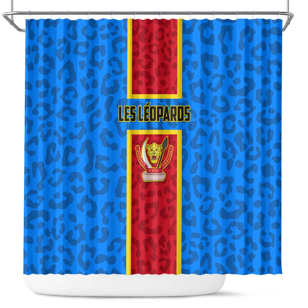 Support Les Leopards - DR Congo Football Shower Curtain