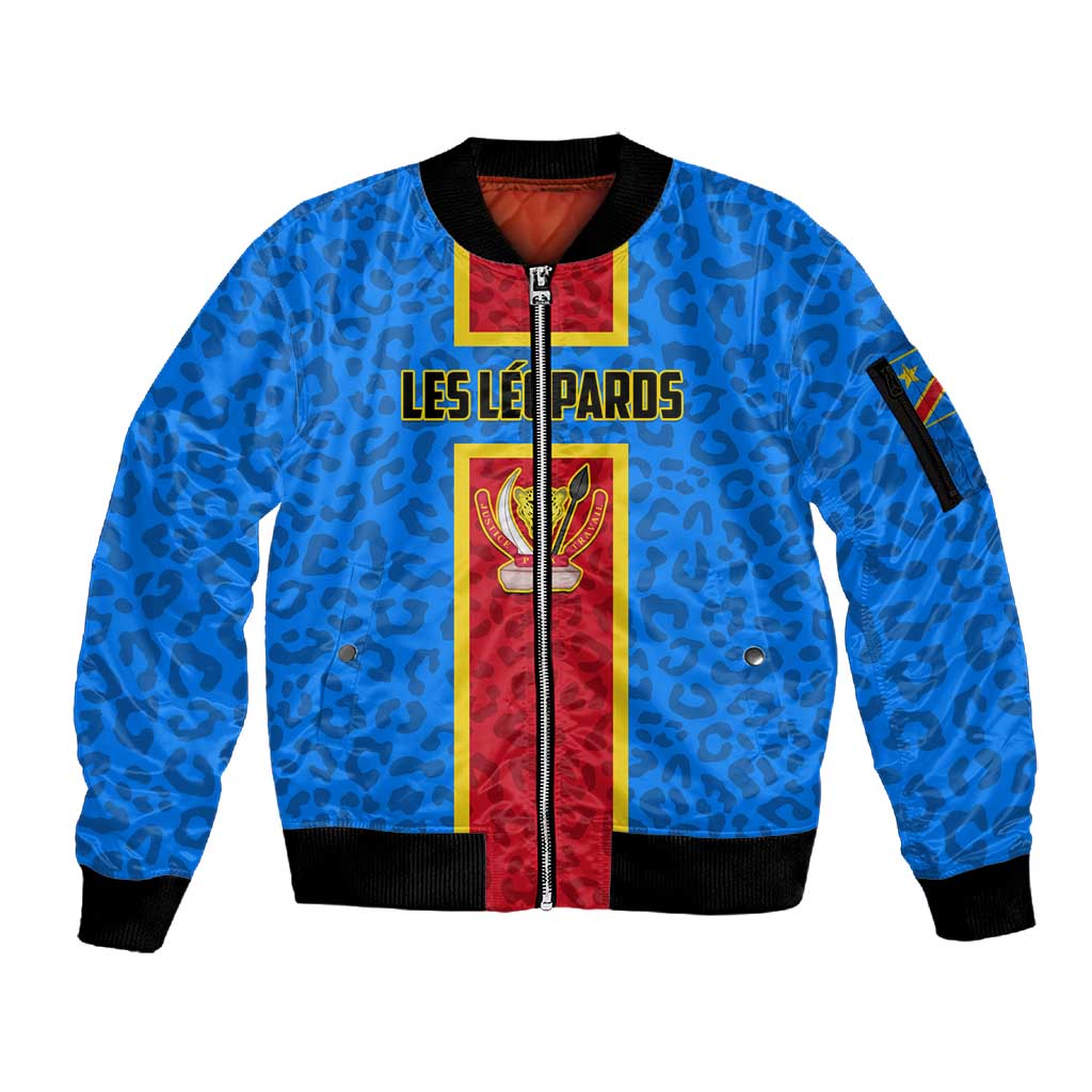 Support Les Leopards - DR Congo Football Sleeve Zip Bomber Jacket