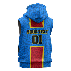 Support Les Leopards - DR Congo Football Sleeveless Zip Hoodie - African Pride