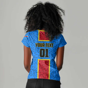 Support Les Leopards - DR Congo Football Women V-Neck T-Shirt