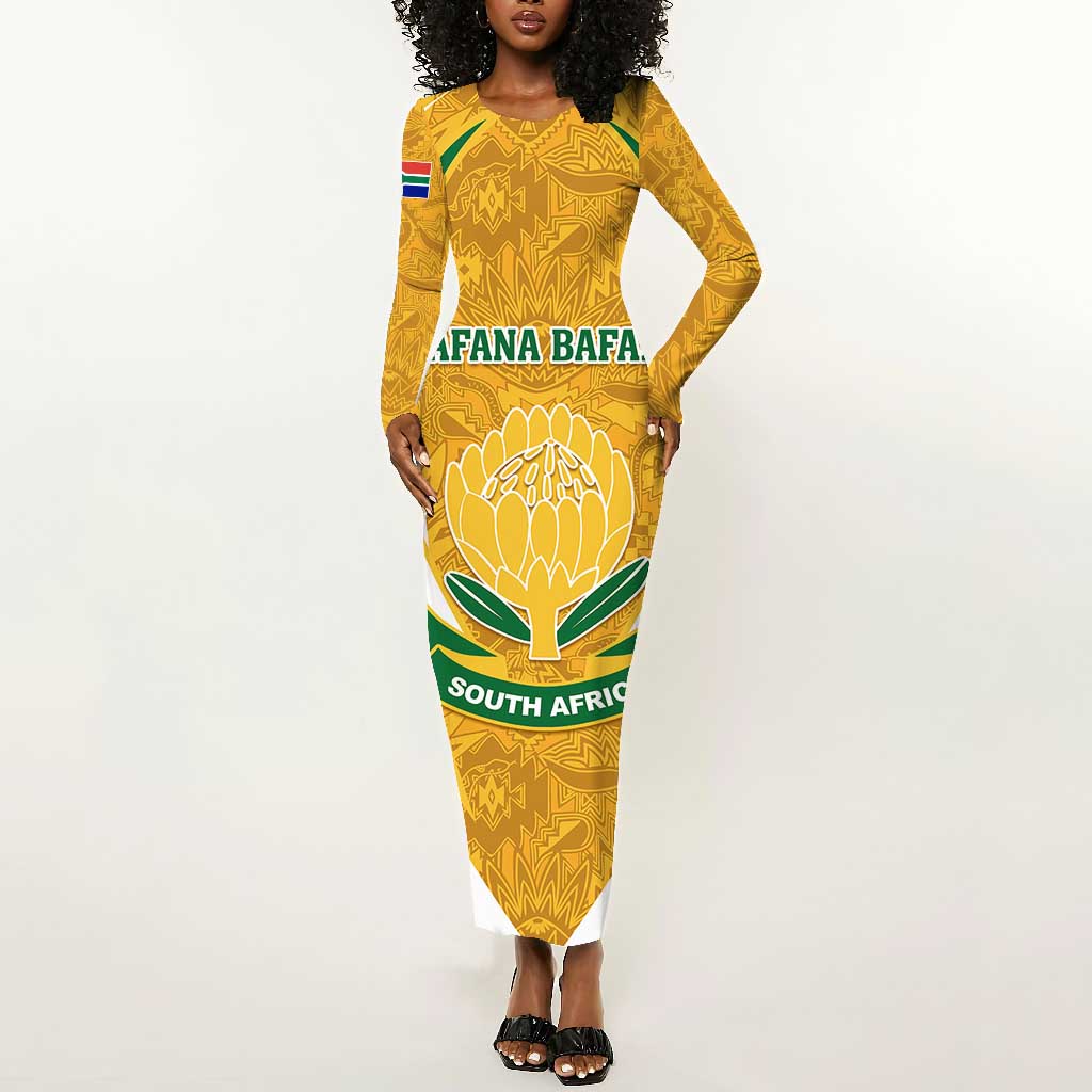 Support Bafana Bafana - South Africa Soccer Long Sleeve Bodycon Dress