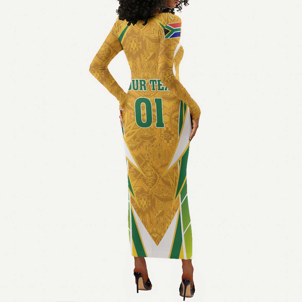 Support Bafana Bafana - South Africa Soccer Long Sleeve Bodycon Dress LT01
