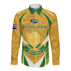 Support Bafana Bafana - South Africa Soccer Long Sleeve Button Shirt