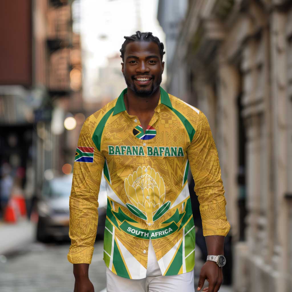 Support Bafana Bafana - South Africa Soccer Long Sleeve Button Shirt