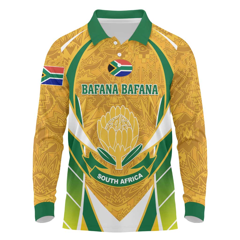 Support Bafana Bafana - South Africa Soccer Long Sleeve Polo Shirt