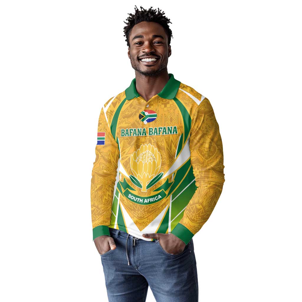 Support Bafana Bafana - South Africa Soccer Long Sleeve Polo Shirt