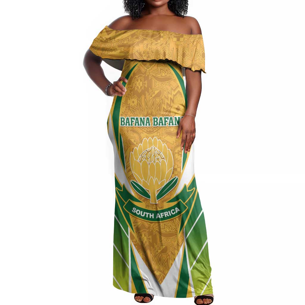 Support Bafana Bafana - South Africa Soccer Off Shoulder Maxi Dress