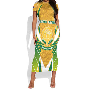 Support Bafana Bafana - South Africa Soccer Short Sleeve Bodycon Dress