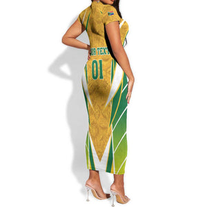 Support Bafana Bafana - South Africa Soccer Short Sleeve Bodycon Dress