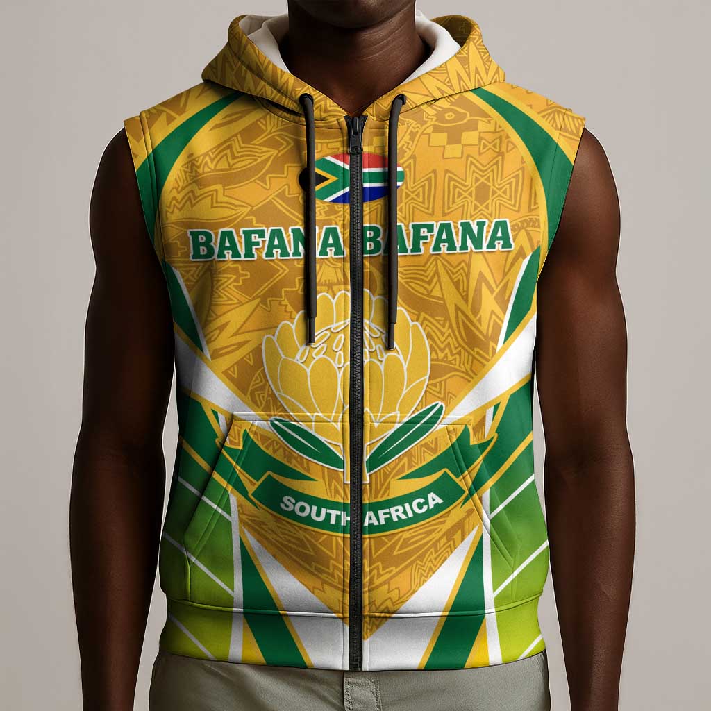 Support Bafana Bafana - South Africa Soccer Sleeveless Zip Hoodie - African Pride
