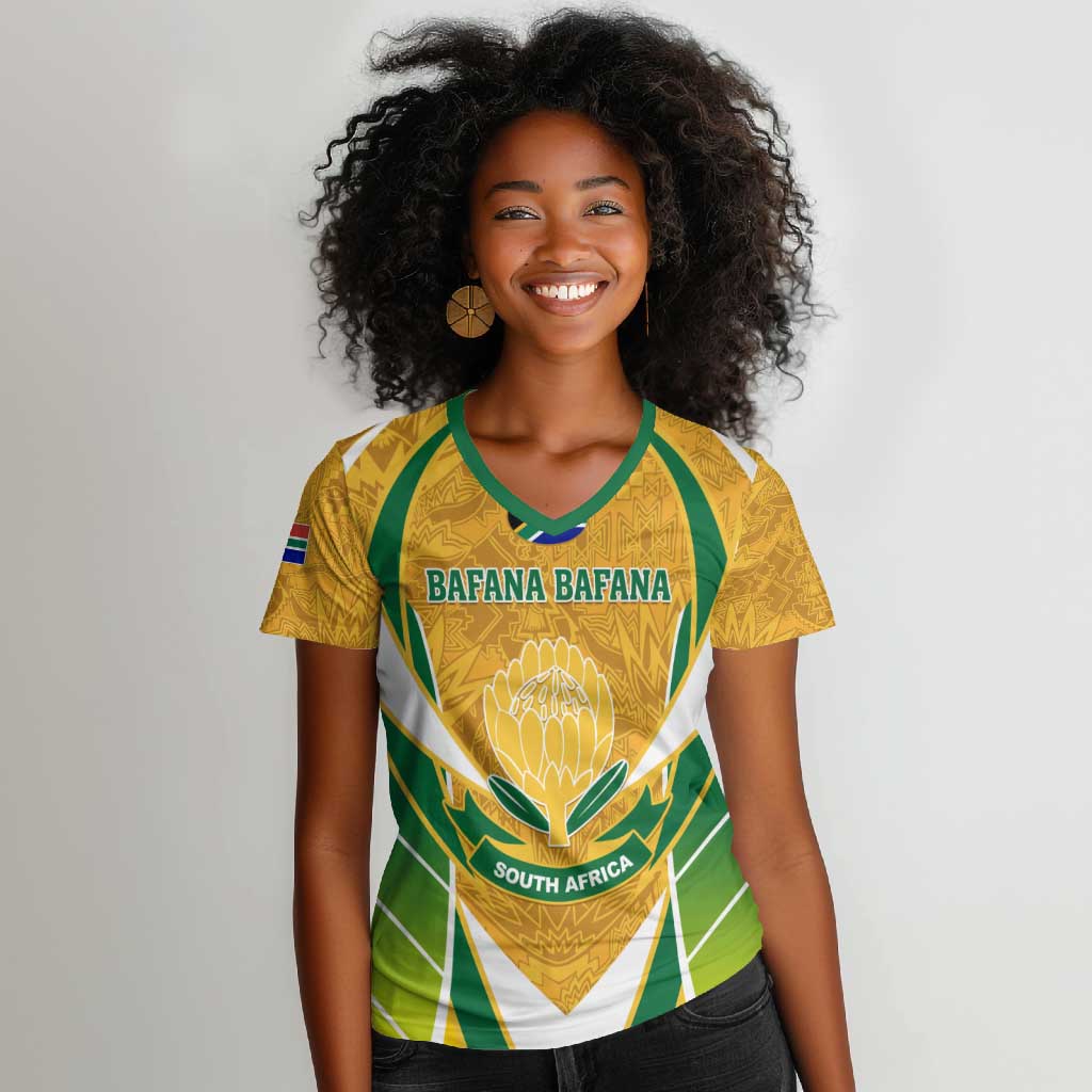 Support Bafana Bafana - South Africa Soccer Women V-Neck T-Shirt