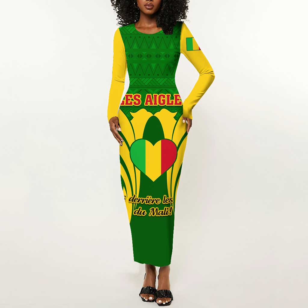 Support Les Aigles Du Mali - Mali Football Long Sleeve Bodycon Dress