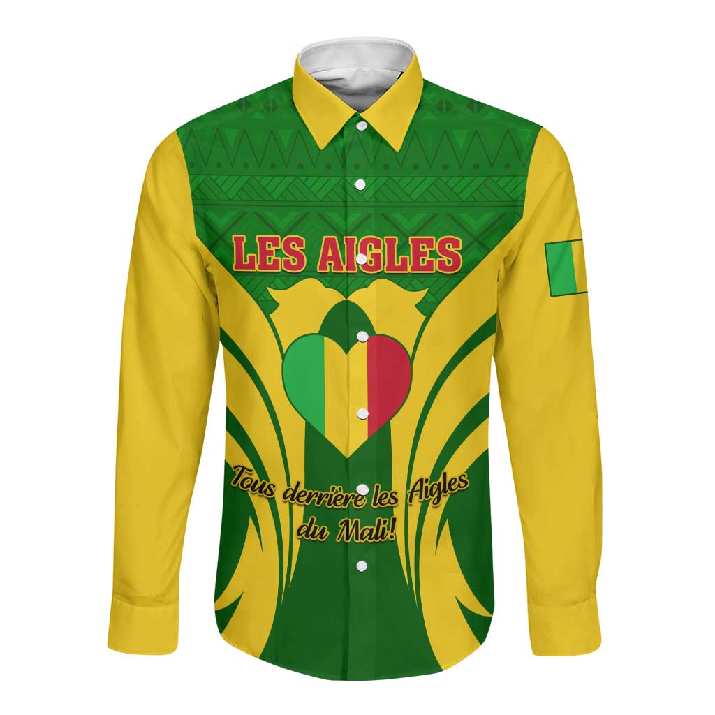 Support Les Aigles Du Mali - Mali Football Long Sleeve Button Shirt