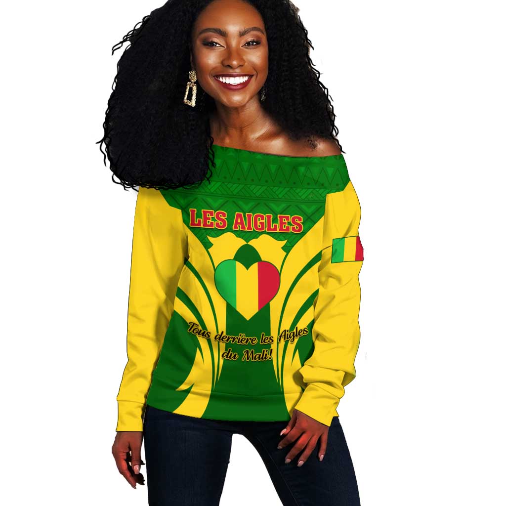 Support Les Aigles Du Mali - Mali Football Off Shoulder Sweater