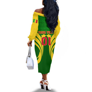 Support Les Aigles Du Mali - Mali Football Off The Shoulder Long Sleeve Dress