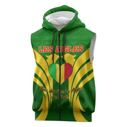 Support Les Aigles Du Mali - Mali Football Sleeveless Zip Hoodie - African Pride