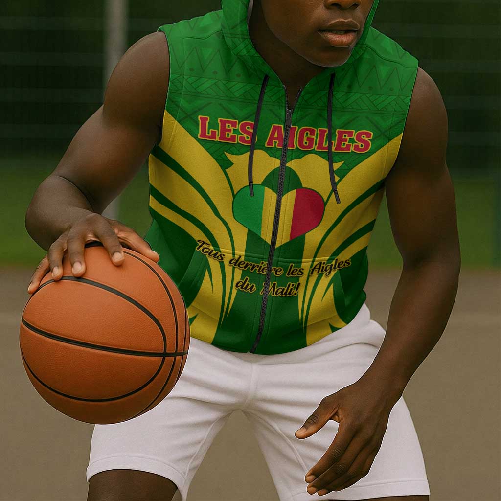 Support Les Aigles Du Mali - Mali Football Sleeveless Zip Hoodie - African Pride