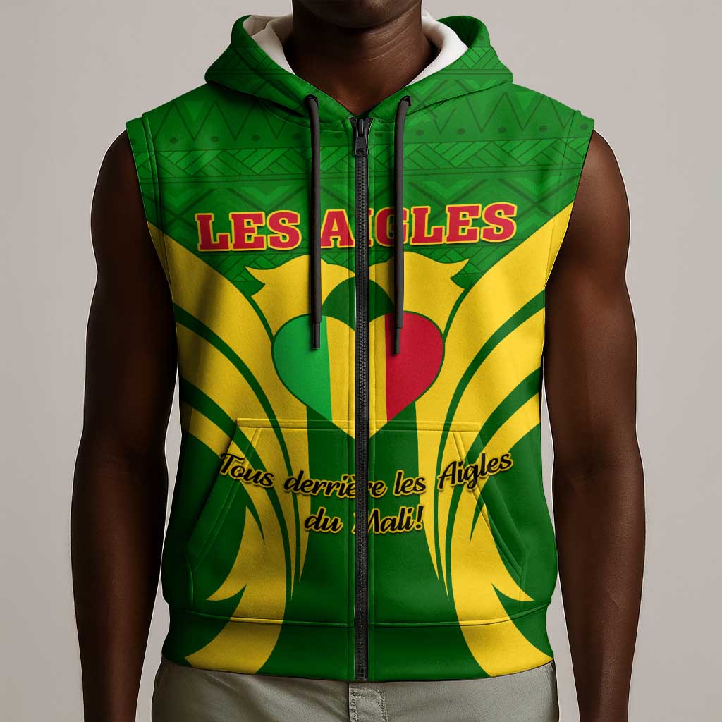 Support Les Aigles Du Mali - Mali Football Sleeveless Zip Hoodie - African Pride