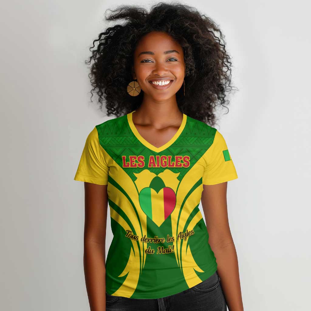 Support Les Aigles Du Mali - Mali Football Women V-Neck T-Shirt