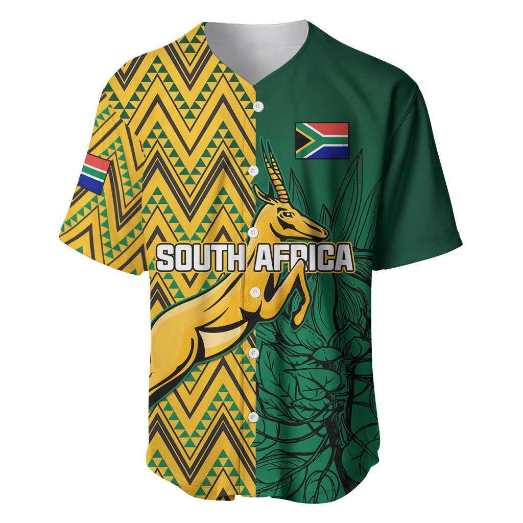 Personalized South Africa Baseball Jersey with Springbok and Proteas African Pattern