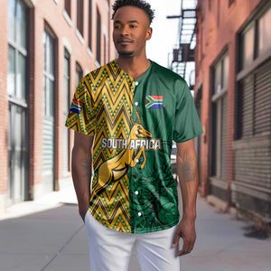 Personalized South Africa Baseball Jersey with Springbok and Proteas African Pattern