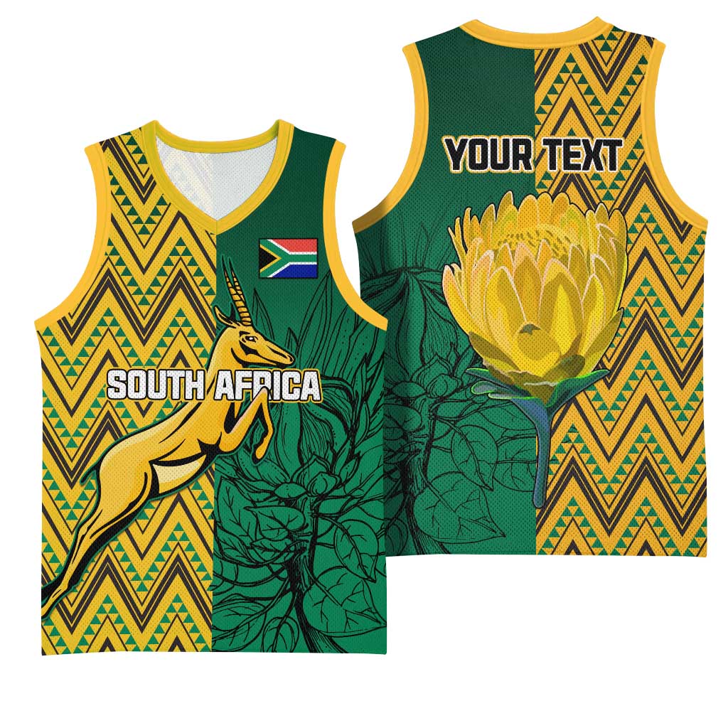 Personalized South Africa Basketball Jersey with Springbok and Proteas African Pattern LT01