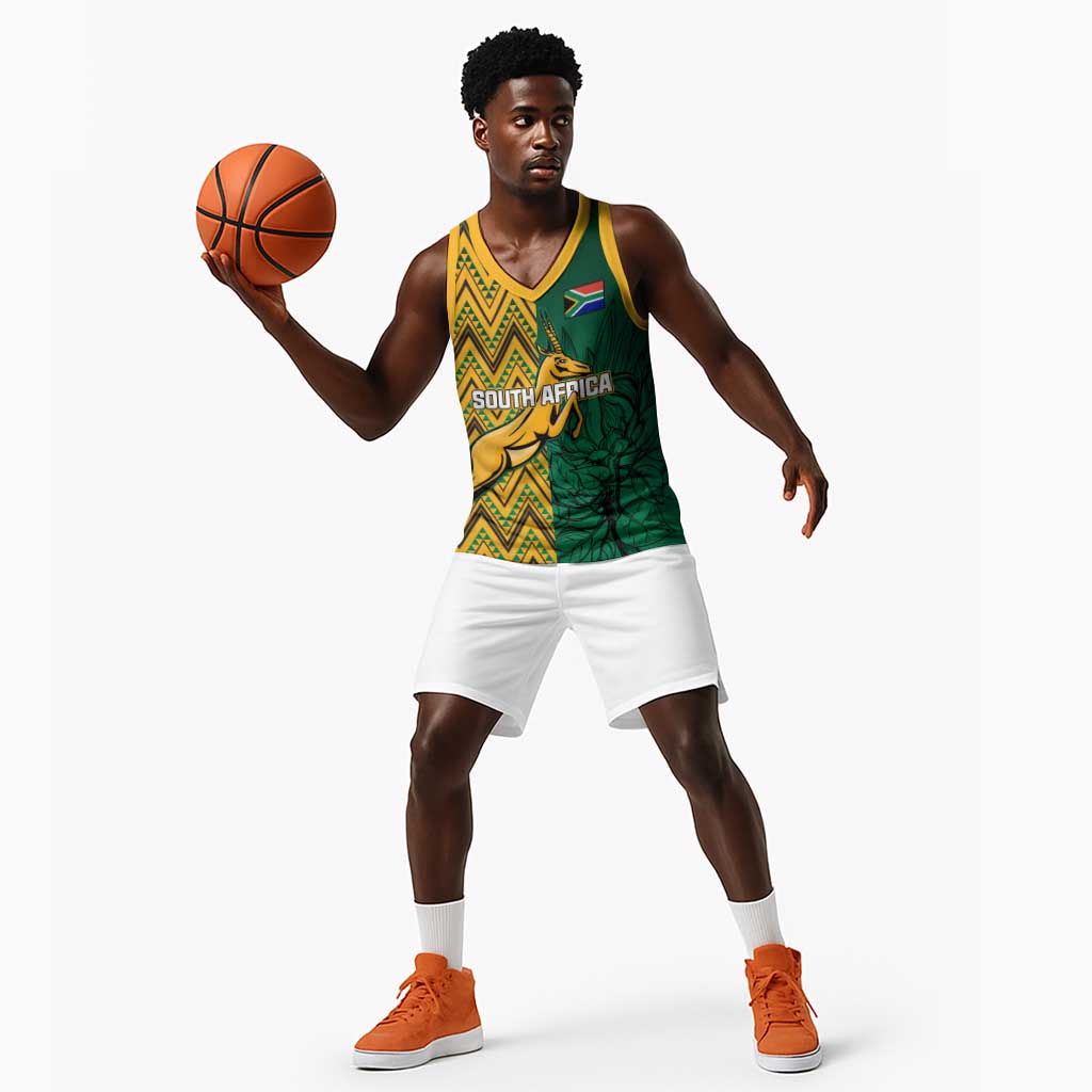 Personalized South Africa Basketball Jersey with Springbok and Proteas African Pattern LT01
