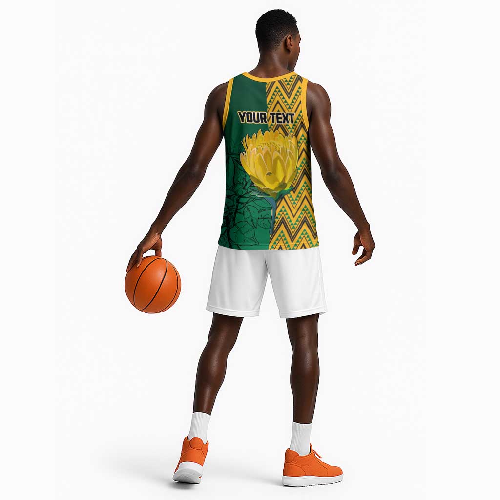 Personalized South Africa Basketball Jersey with Springbok and Proteas African Pattern LT01