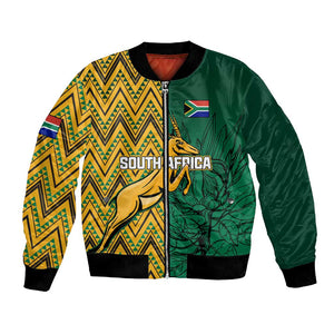 Personalized South Africa Bomber Jacket with Springbok and Proteas African Pattern