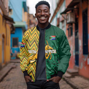 Personalized South Africa Bomber Jacket with Springbok and Proteas African Pattern