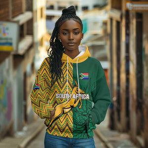 Personalized South Africa Hoodie with Springbok and Proteas African Pattern