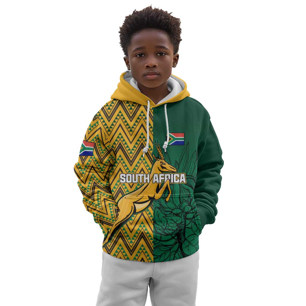 Personalized South Africa Kid Hoodie with Springbok and Proteas African Pattern