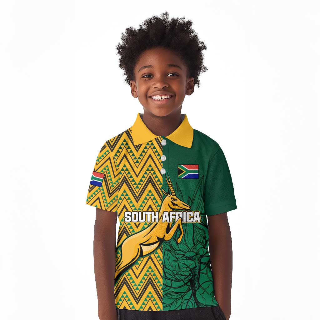 Personalized South Africa Kid Polo Shirt with Springbok and Proteas African Pattern